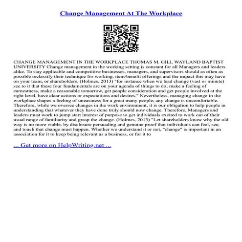 Change Management At The Workplace