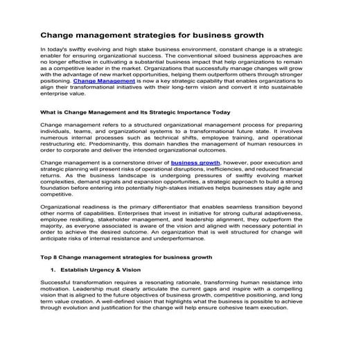 Change Management for Sustainable Business Growth | PDF