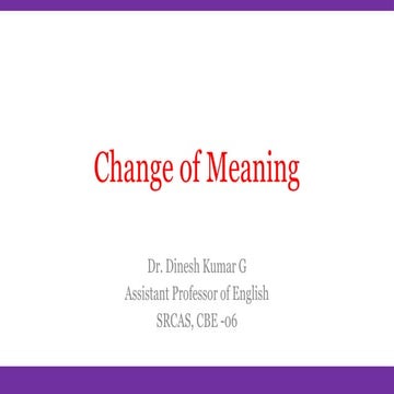 Change of Meaning in the History of the English Language