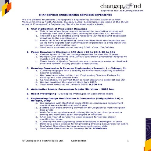 Changepond Engineering Services Experiences