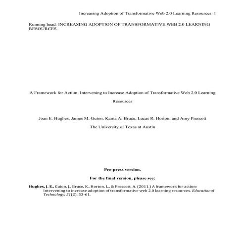 A framework for action: Intervening to increase adoption of transformative we...