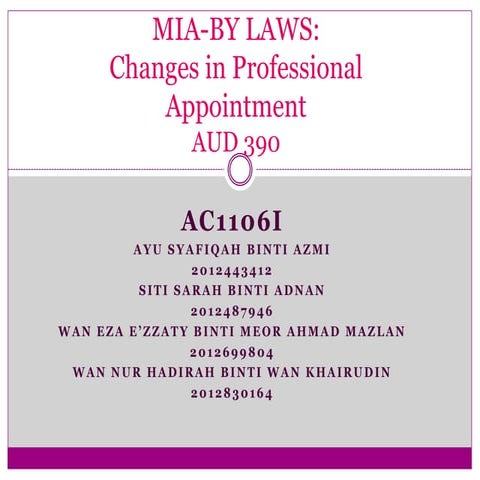 Changes in professional appointment | PPTX