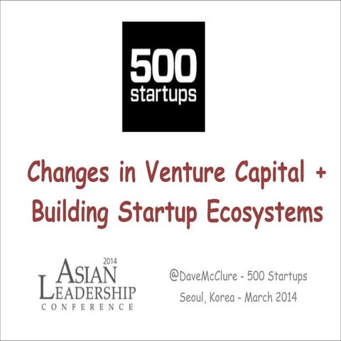 Changes in VC + Building Startup Ecosystems