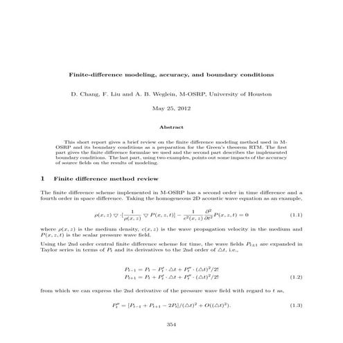 Finite-difference modeling, accuracy, and boundary conditions- Arthur Weglein...