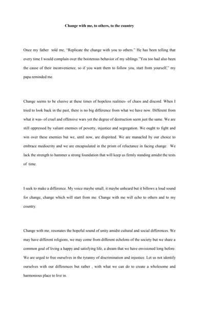 change with me (oration piece)