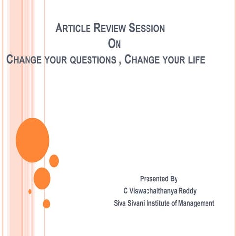 Change your questions change your life (Book Review)