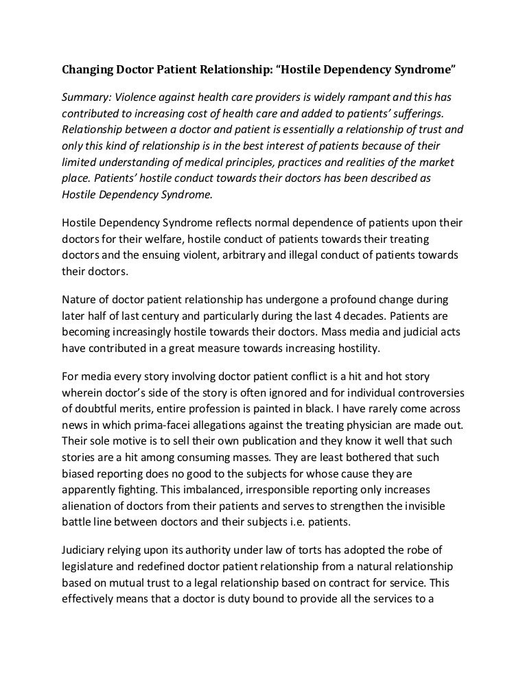 Changing doctor patient relationship