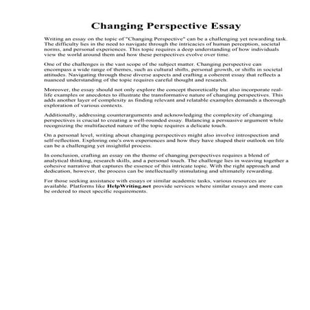 Changing Perspective Essay. Changing Perspectives Essay on quot;Feliks Skrzy... / ID: 754273