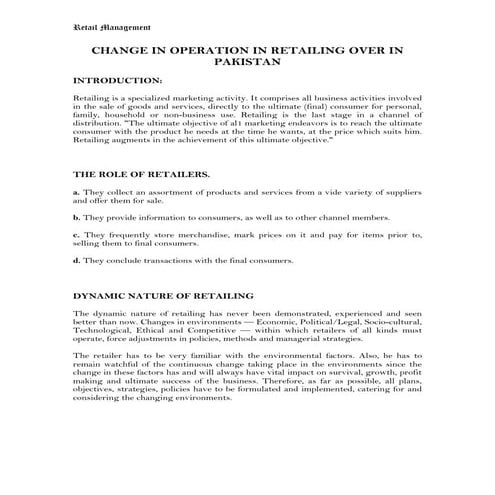 Changing retailing in pakistan
