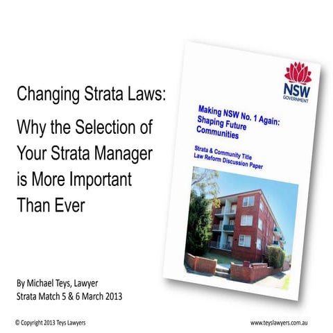 The Truth About Strata Are Owners Really Complying With the Law | PPTX