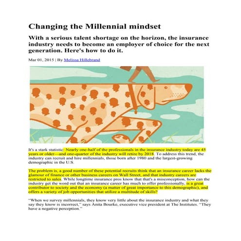 Changing the millennial mindset
