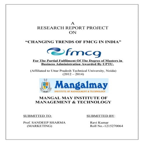 Changing trends of fmcg report (dharm project)