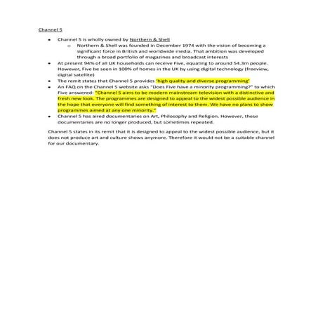 Channel 5 Presentation | PPT