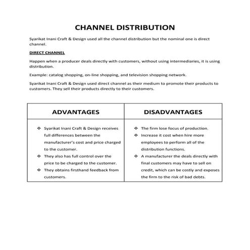 Channel distribution