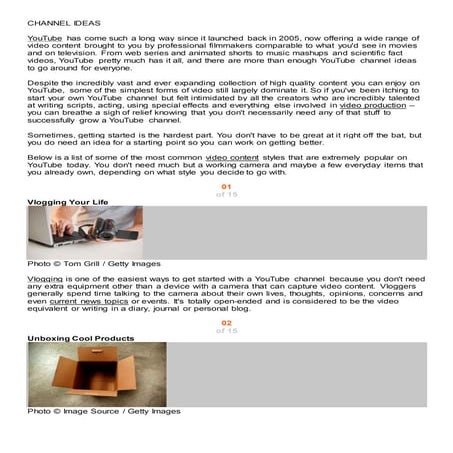 youtube ideas- 50+, ty niche ideas- with and without face channels | PDF