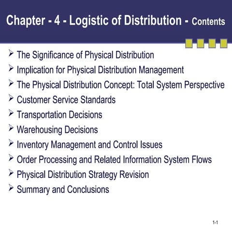 Chapter our(4)CHANNELS - 4.ppt Logistics of distribution