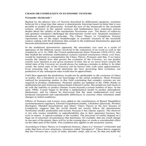 Chaos  or complexity in economic systems