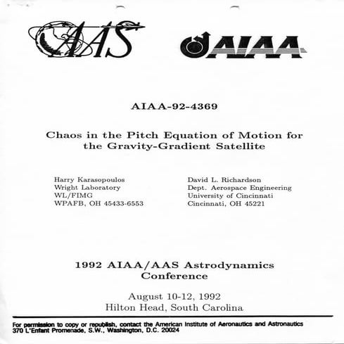 Chaos satellite dynamics 1   aiaa-92-4369