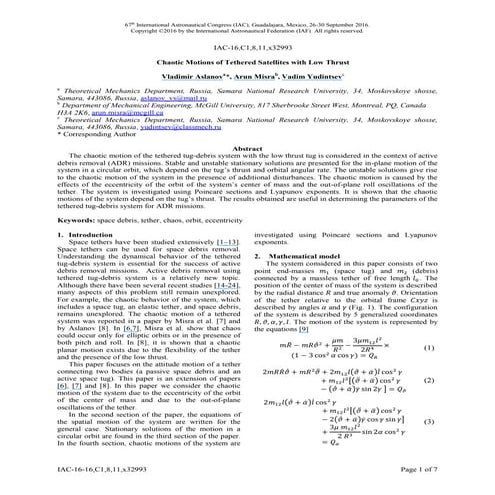 Chaotic motions of tethered satellites with low thrust 