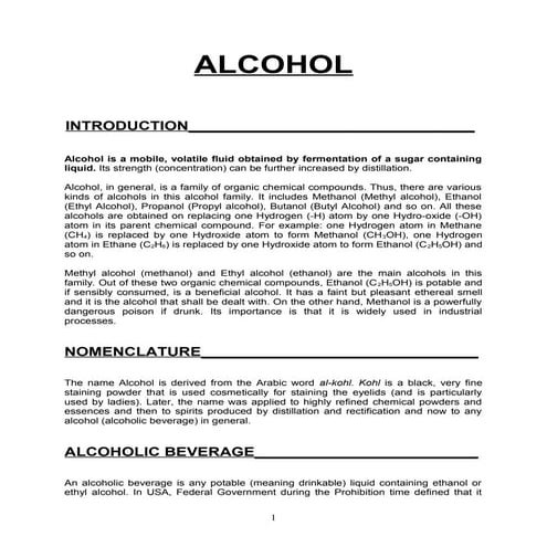 F & B Service Notes for 2nd Year Hotel Management Students: Chap 01 Alcohol