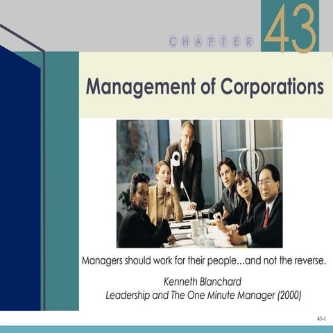Chapter 43 – Management of Corporations