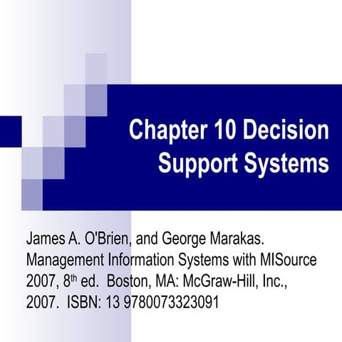 Chap10 Decision Support Systems