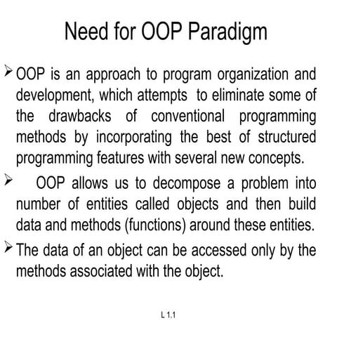 Need of object oriented programming paradigam