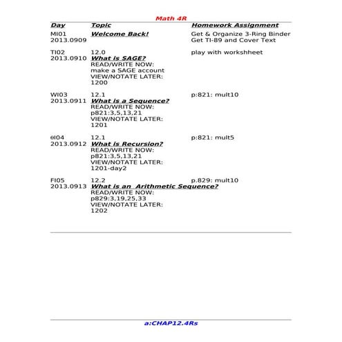 2013-4R preCalculus Chapter 12 Syllabus