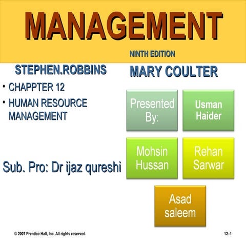 Chap12humanresourcemanagement managementbyrobbinscoulter9e-130131131622-phpapp02