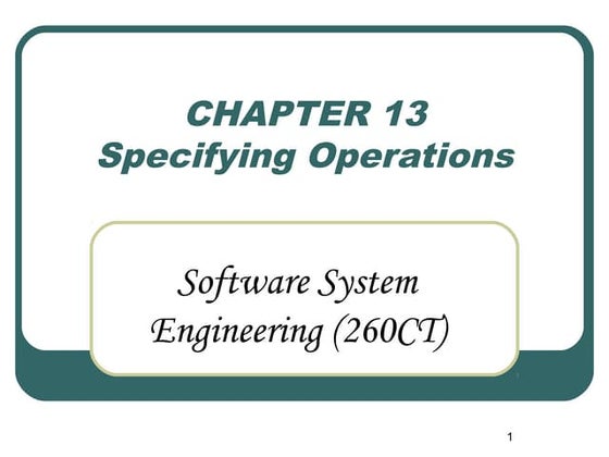 Software System Engineering - Chapter 13