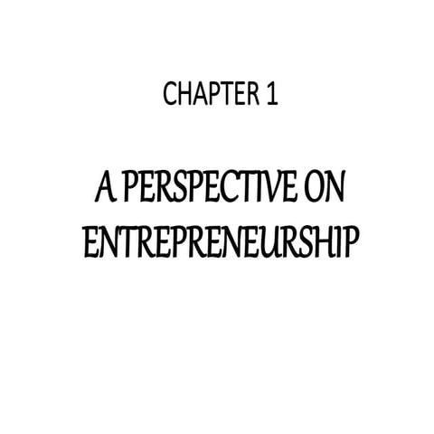 A perspective on Entrepreneurship