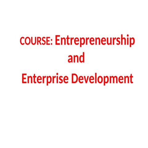 CHAPTER ONE Nature of Entrepreneurship for freshman student | PPTX