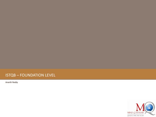 Chap1 Istqb presentation Foundation level in QA
