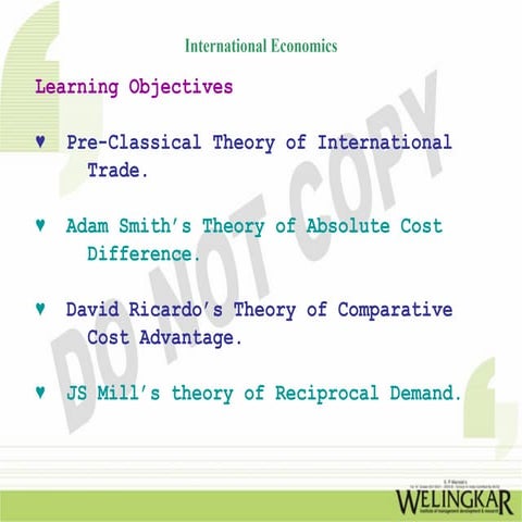 Classical Theory of International Trade