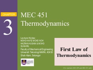 Thermodynamic Chapter 3 First Law Of Thermodynamics