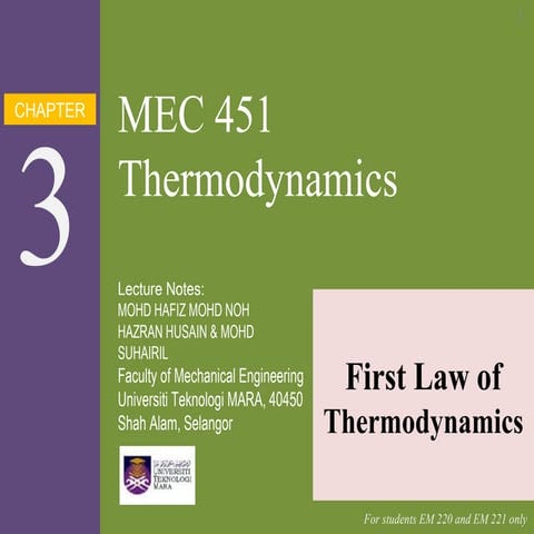 Thermodynamic Chapter 3 First Law Of Thermodynamics