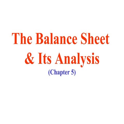 Balance Sheet Analysis