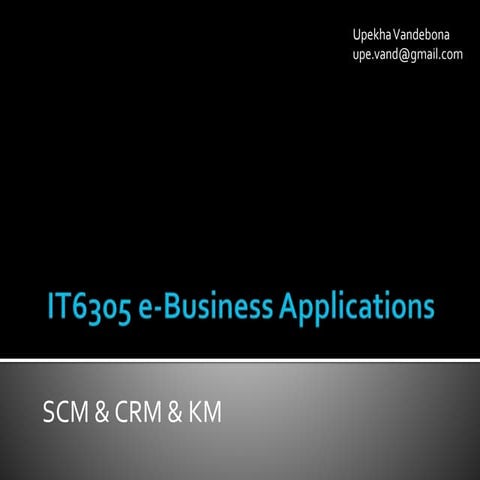 Supply Chain Management, Customer Relationship Management and Knowledge Manag...