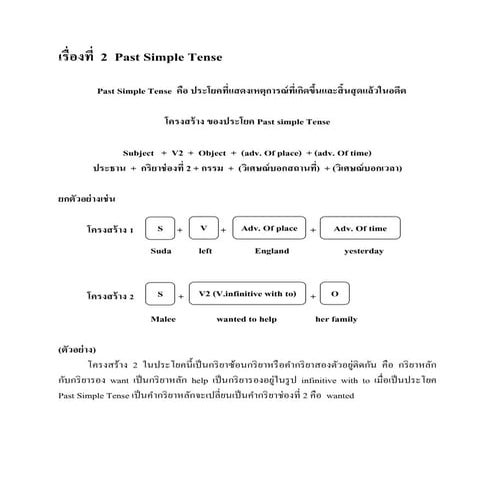 ใบความรู้เรื่อง past simple 