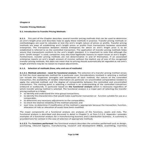 Transfer pricing: practical manual for developing countries -Chapter 6  Methods