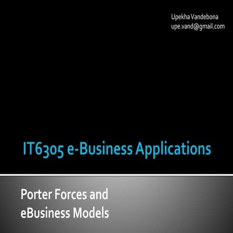 Porter Forces and  eBusiness Models