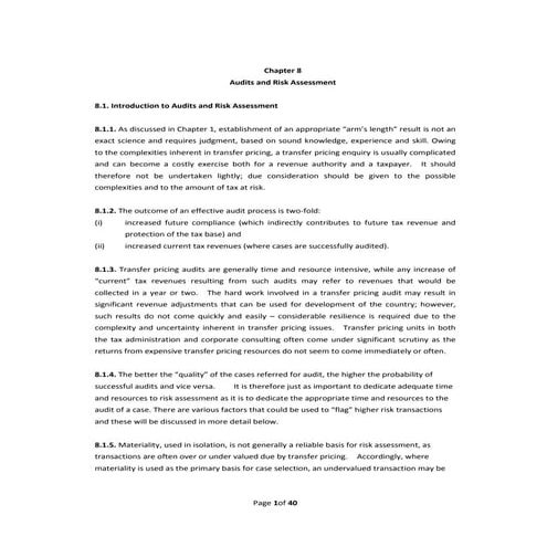 Transfer pricing: practical manual for developing countries -Chapter 8 Audits 