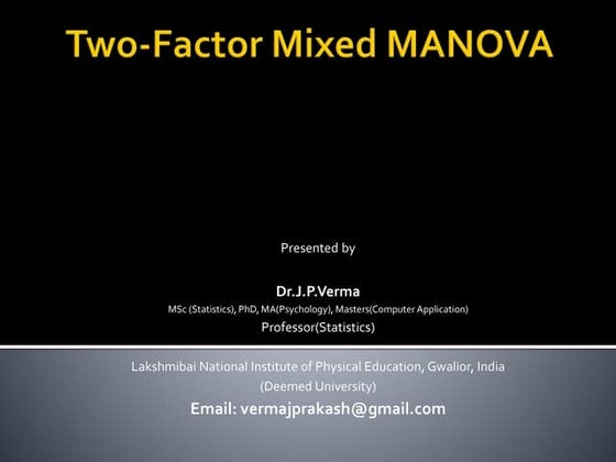 One-way Repeated Measures MANOVA with SPSS | PPT