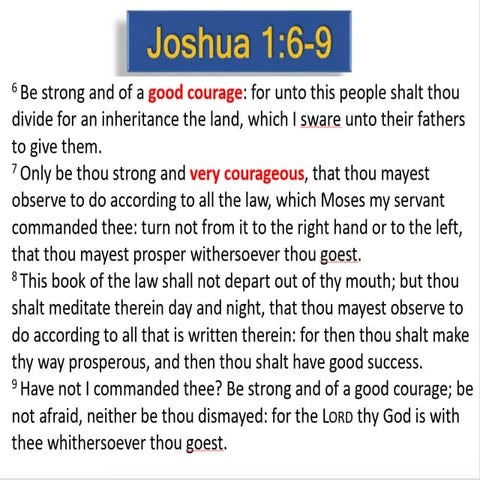 Be strong and courageous. Do not be afraid; do not be discouraged