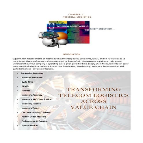 Chapiter 11 Telecommunications logistics