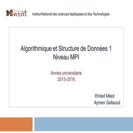 un bon algorithme et structure de chap 2