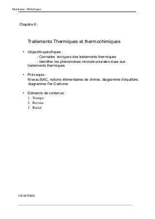 traitement thermique et thermochimique
