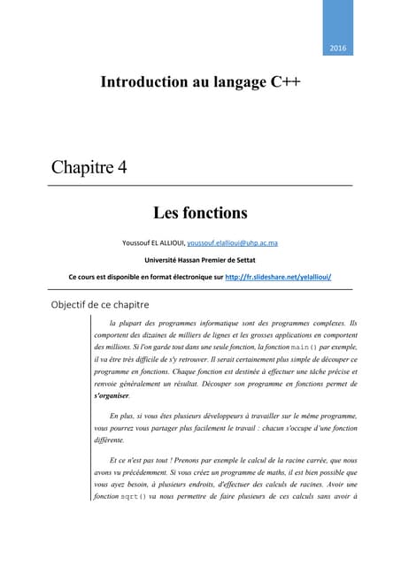 Chapitre 04 : les fonctions