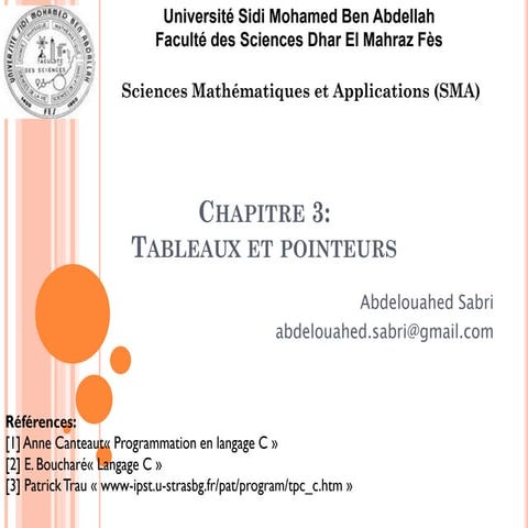 Chapitre 3 tableaux et pointeurs en C