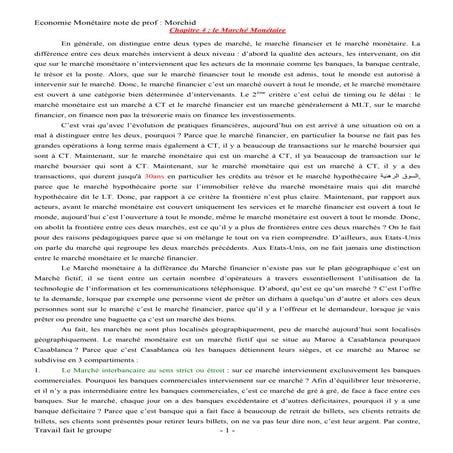 Chapitre 4 le marché monétaire